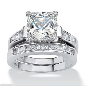SALE!!! New Women’s 2pc 925 Silver Diamond Wedding Ring Beautiful Set